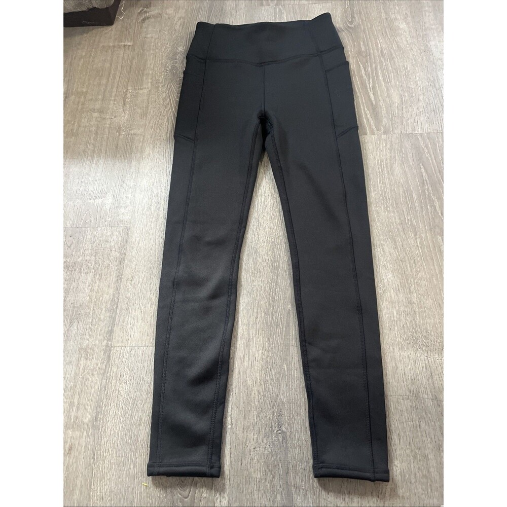 Kyodan Outdoor Black Sleek Fleece-Lined High-Waist Leggings, Size M